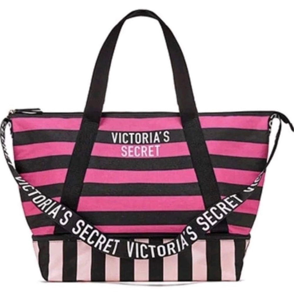 Victoria’s Secret Pink and Black Striped Tote Bag